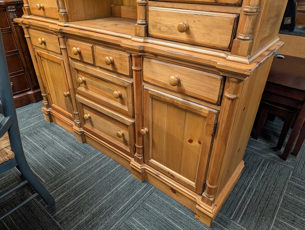 Farmhouse Knotty Pine China Cabinet By Broyhill