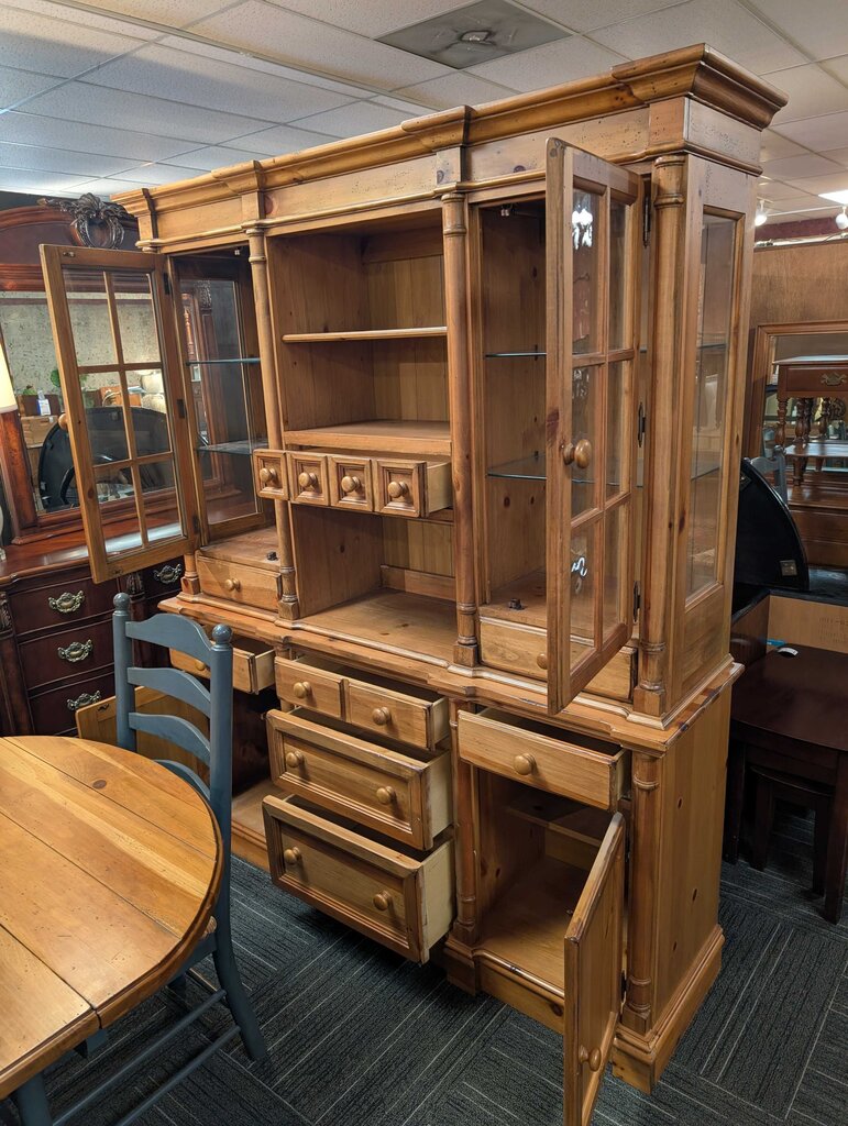 Farmhouse Knotty Pine China Cabinet By Broyhill