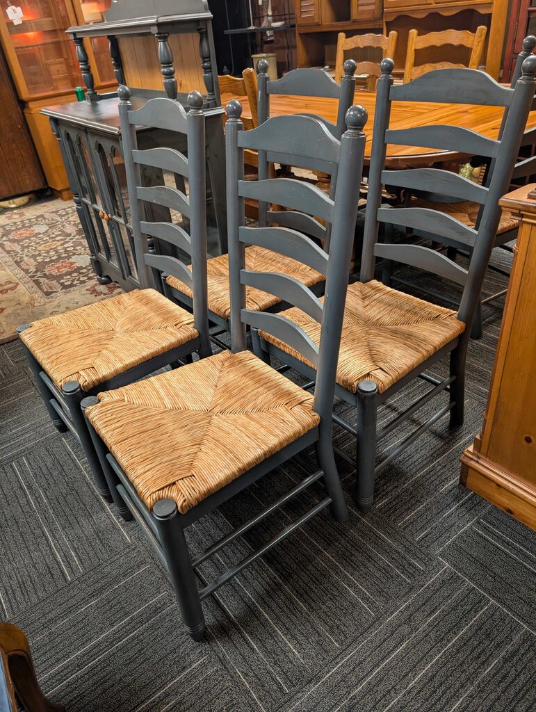 Four Farmhouse Style Chairs With Rush Seats