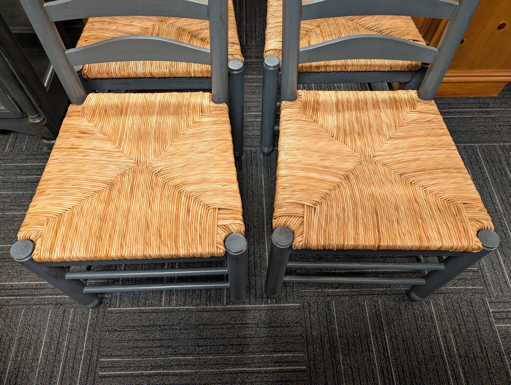 Four Farmhouse Style Chairs With Rush Seats