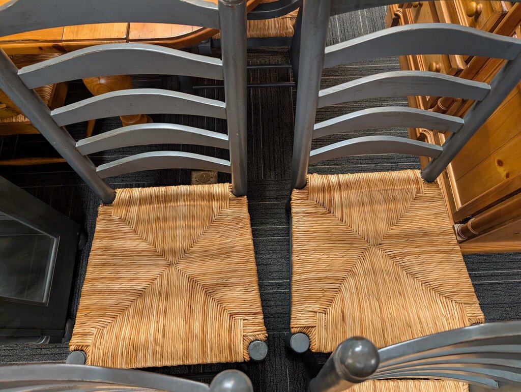 Four Farmhouse Style Chairs With Rush Seats