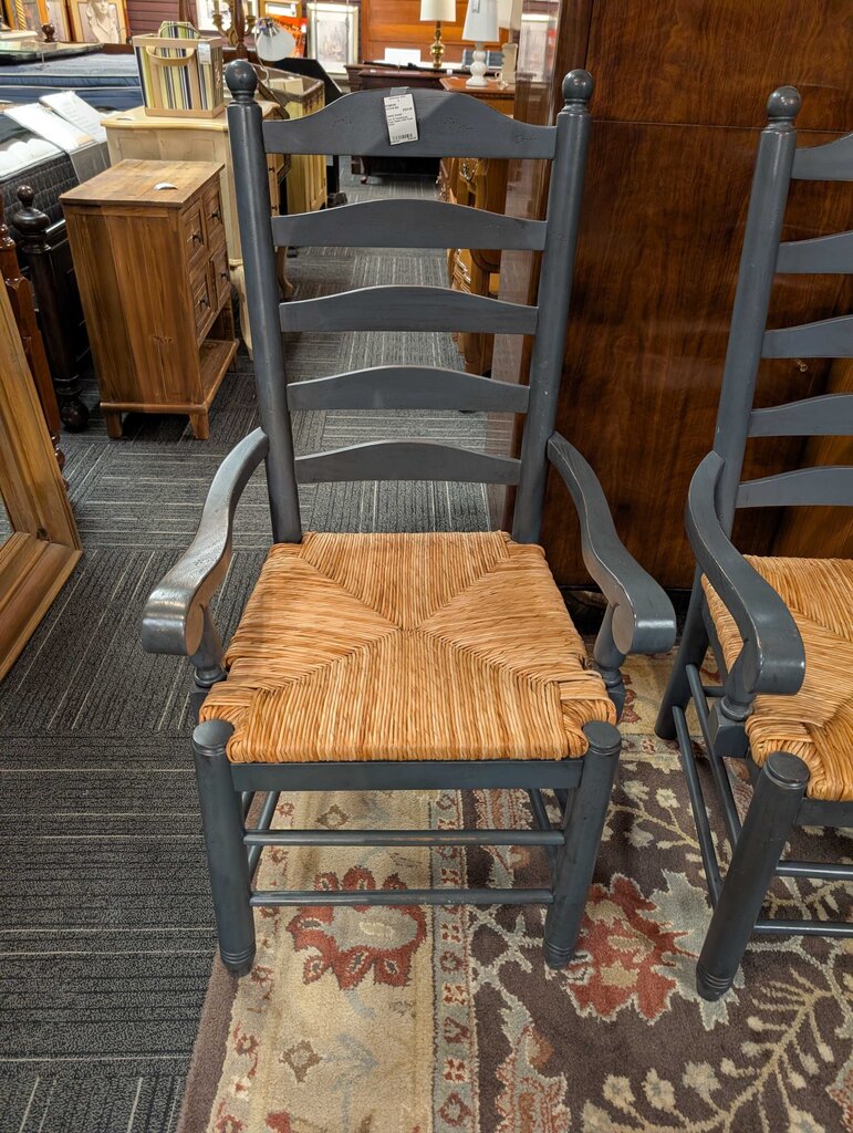 Pair Of Farmhouse Style Chairs With Rush Seats