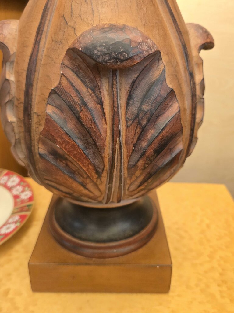 Decorative Carved Look Plaster Lamp w/ Shade