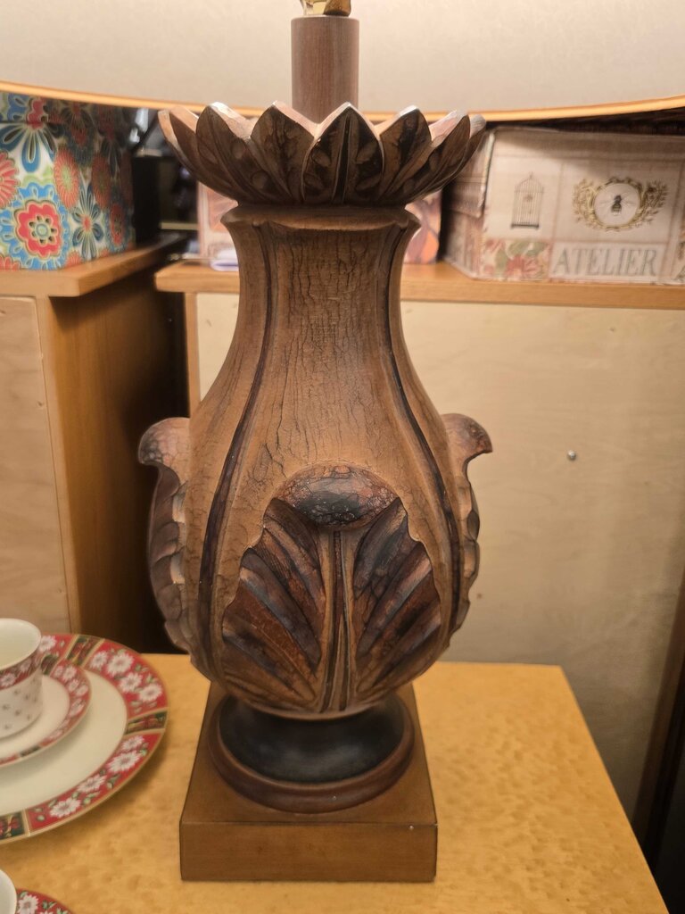 Decorative Carved Look Plaster Lamp w/ Shade