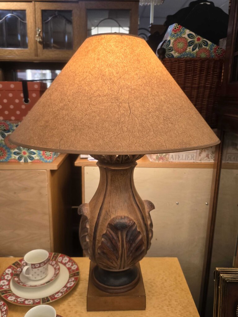 Decorative Carved Look Plaster Lamp w/ Shade