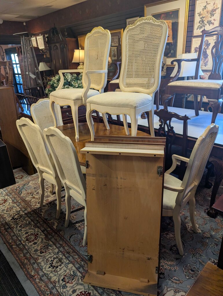 Vintage French Provincial Table With Six Chairs