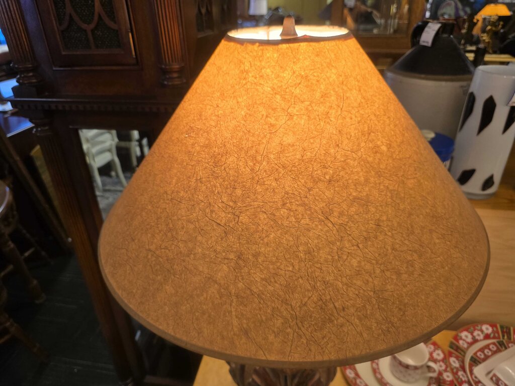 Decorative Carved Look Plaster Lamp w/ Shade