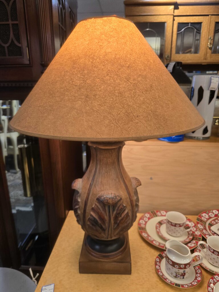 Decorative Carved Look Plaster Lamp w/ Shade