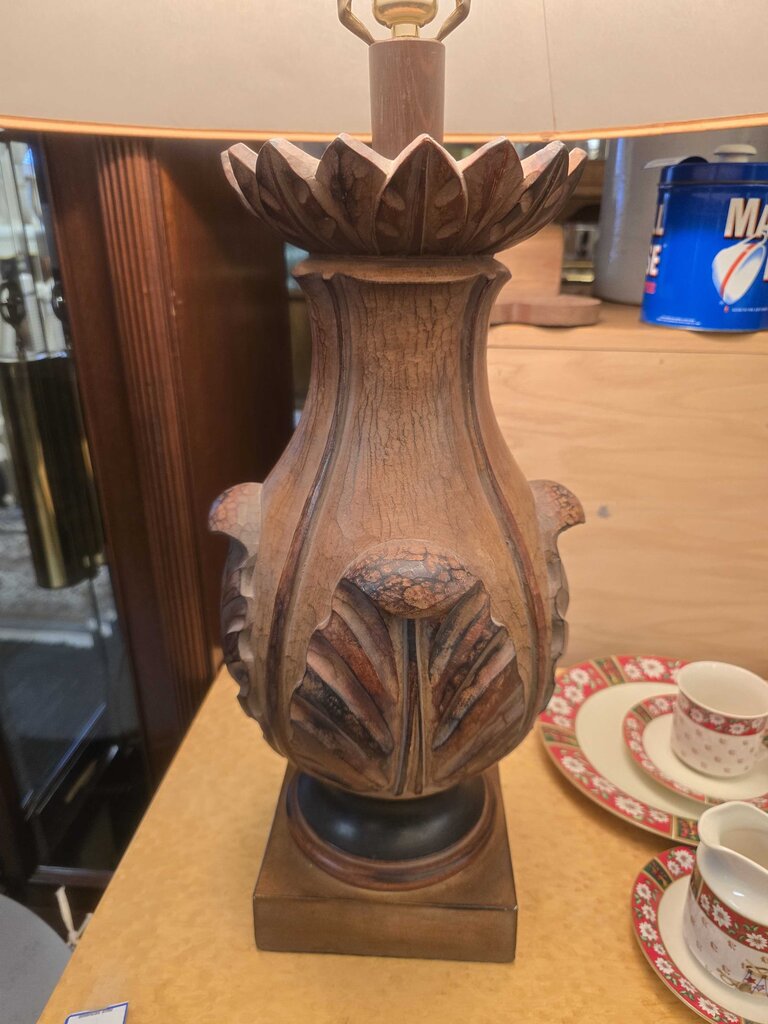 Decorative Carved Look Plaster Lamp w/ Shade