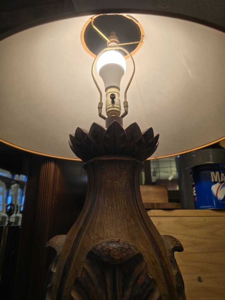 Decorative Carved Look Plaster Lamp w/ Shade