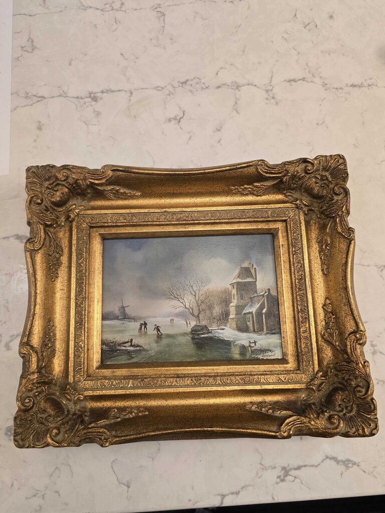 Oil Painting by Ebenhardt, Minature Winter Landscape