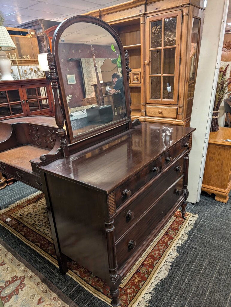 Vintage Mahogany Dresser With Mirror