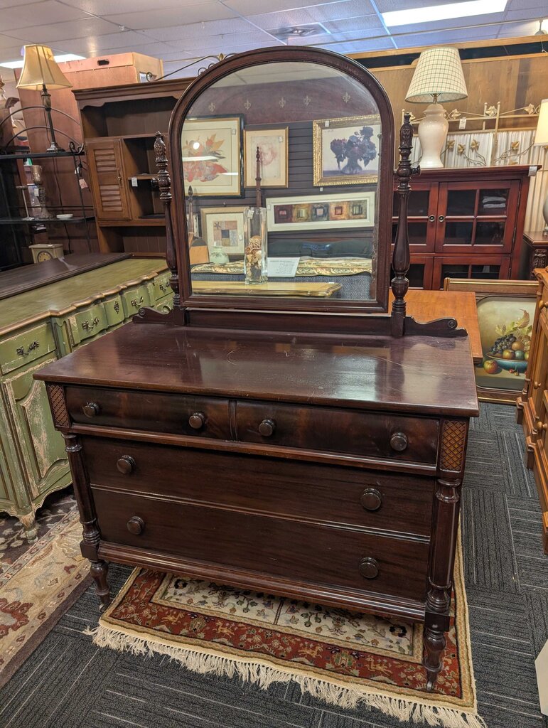 Vintage Mahogany Dresser With Mirror