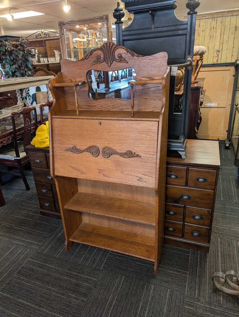 Antique Oak Drop Front Desk