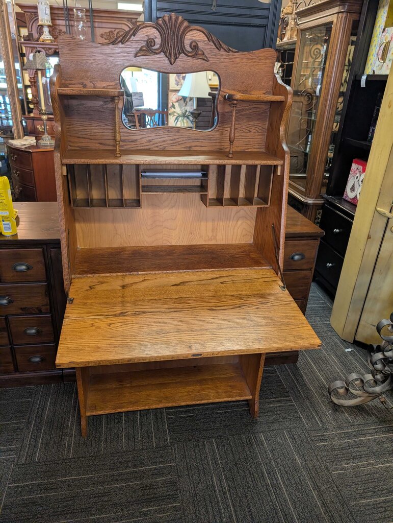 Antique Oak Drop Front Desk