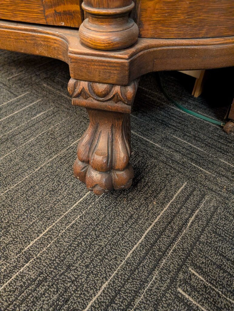 Antique Quarter Sawn Oak Curved Glass Cabinet