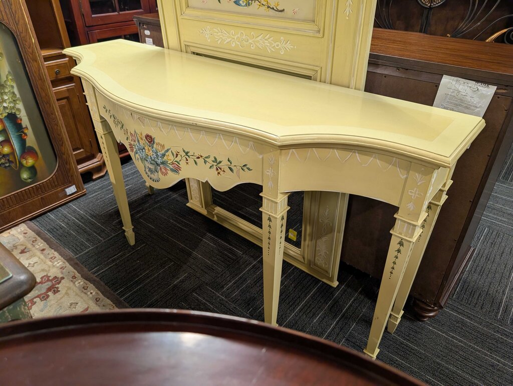 Hand Painted Console With Mirror