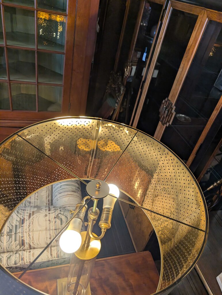 Pair Of Restoration Hardware Lamps w/ Pierced Metal Shades