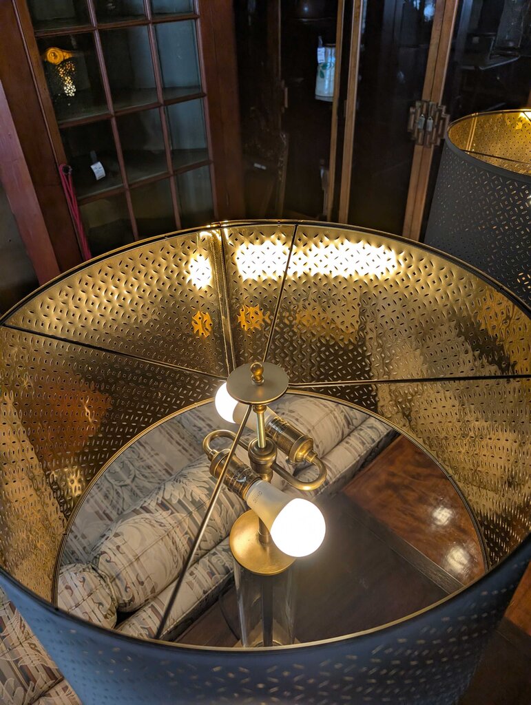 Pair Of Restoration Hardware Lamps w/ Pierced Metal Shades