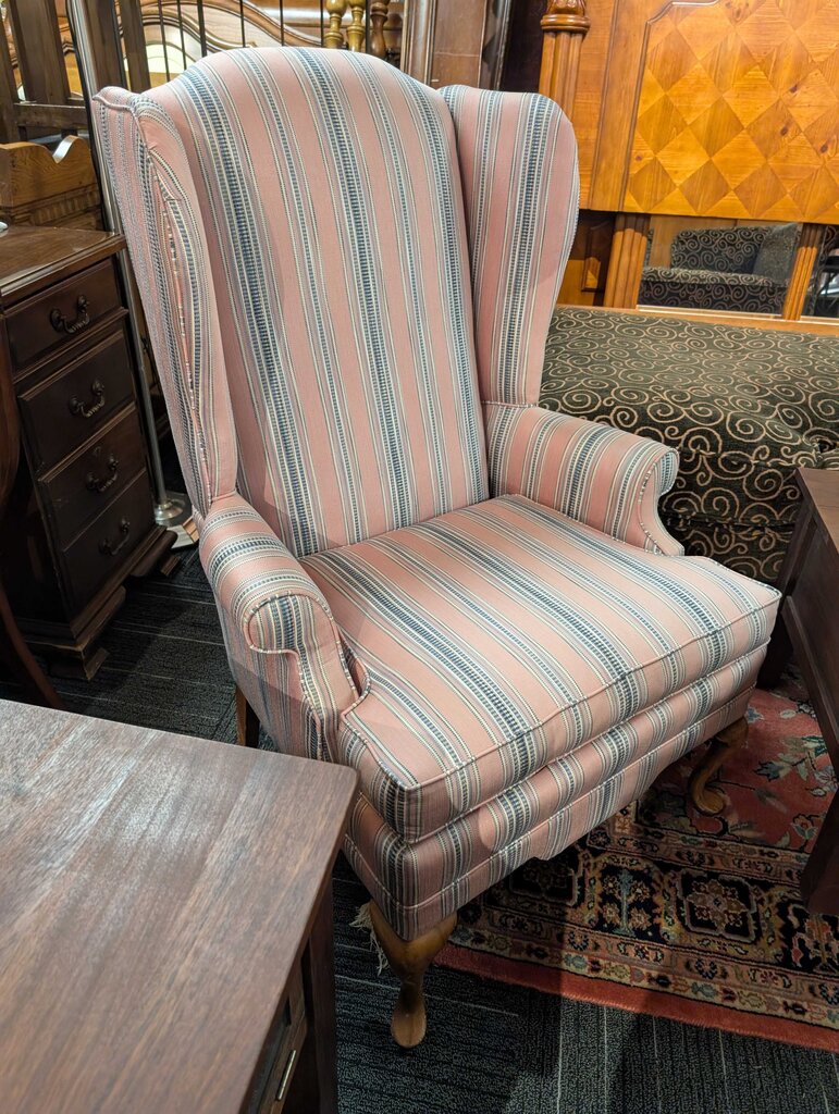 Striped Wingback Chair