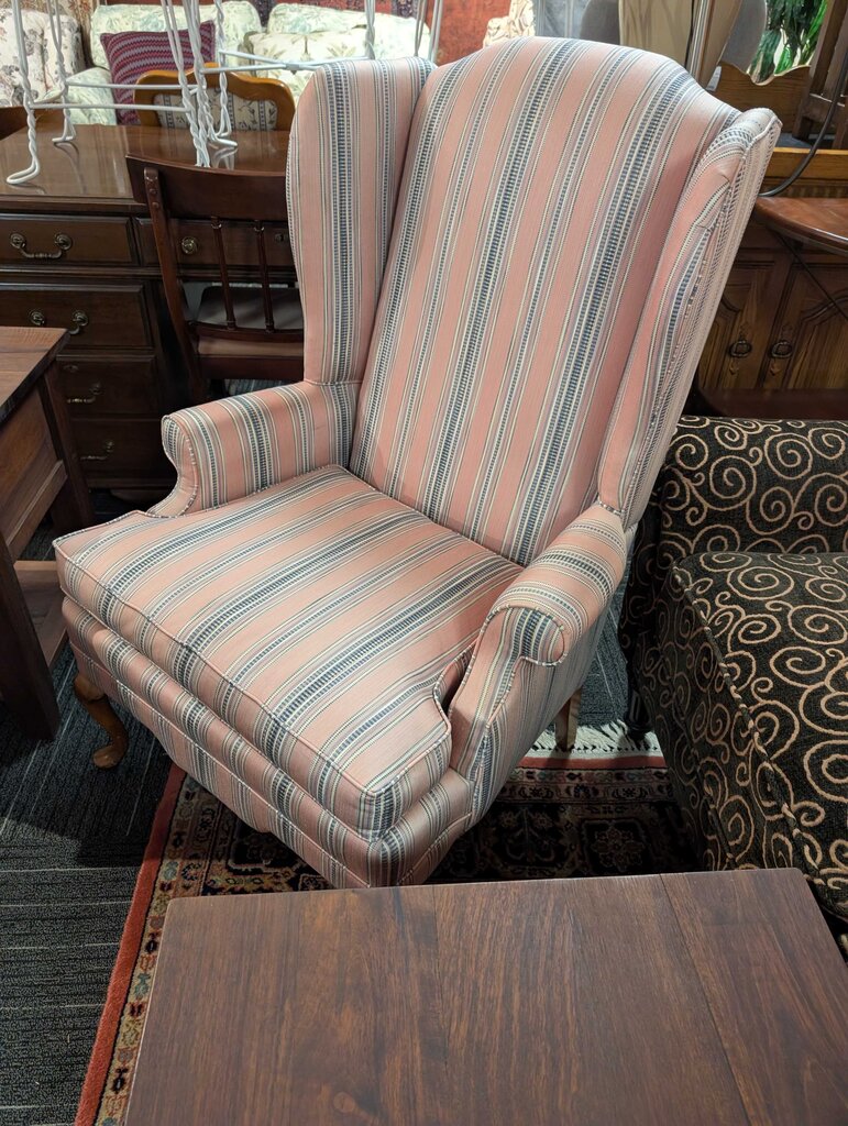 Striped Wingback Chair