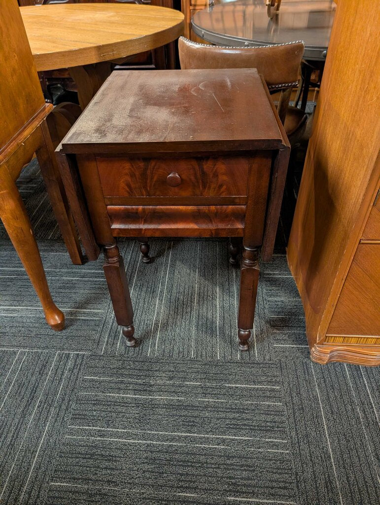 Antique One Drawer Drop Leaf Stand