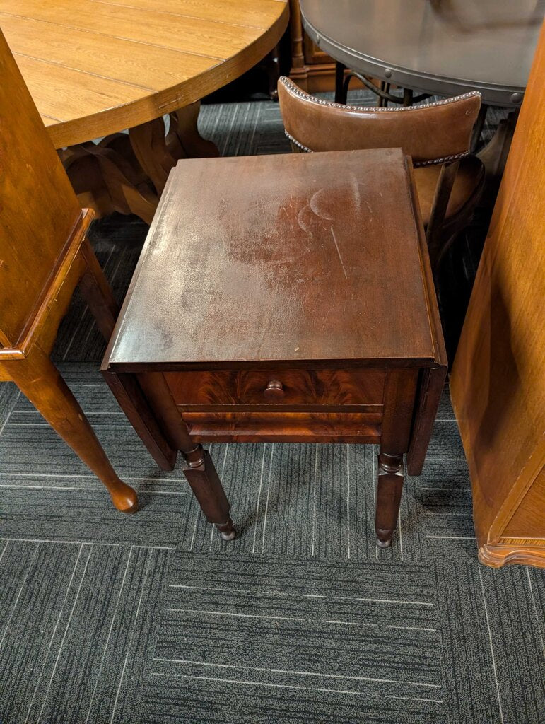 Antique One Drawer Drop Leaf Stand