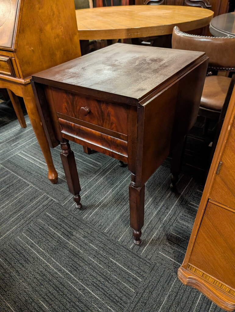 Antique One Drawer Drop Leaf Stand
