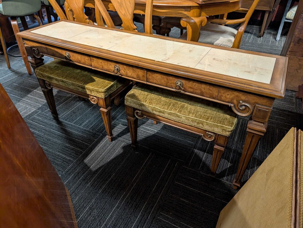 Vintage Sofa Table With Two Benches By Weiman