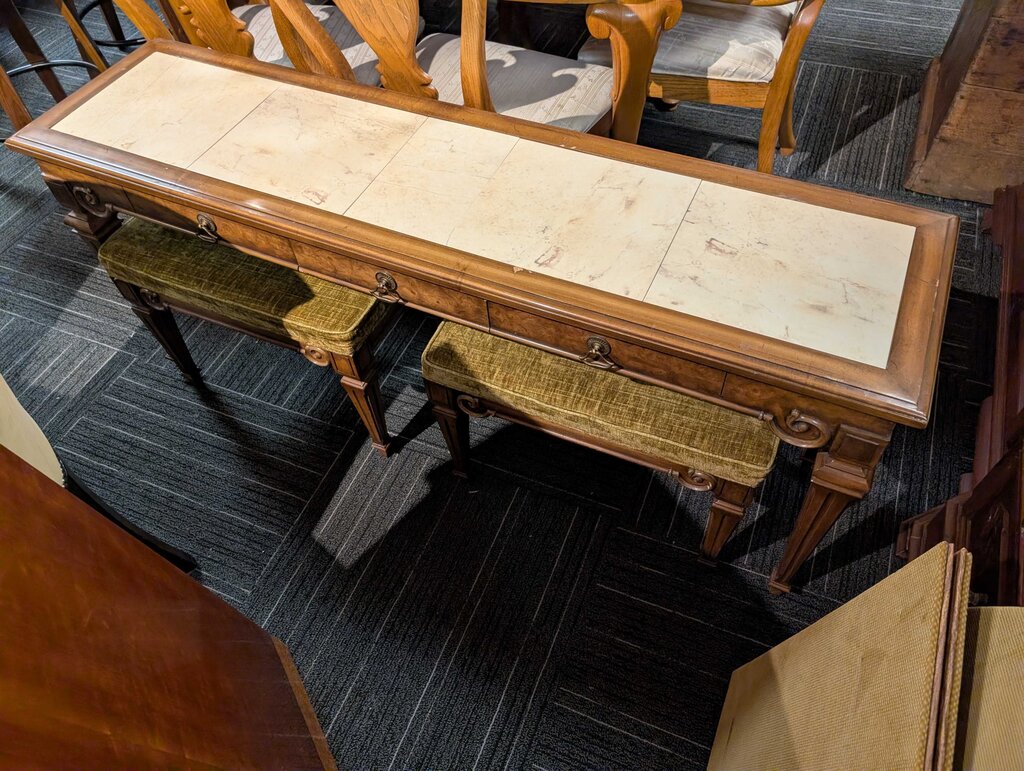 Vintage Sofa Table With Two Benches By Weiman