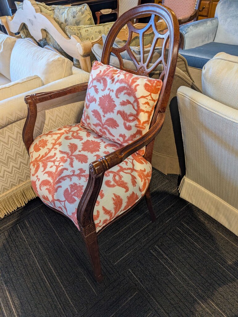 Formal Pierced Back Arm Chair by Wood Mark