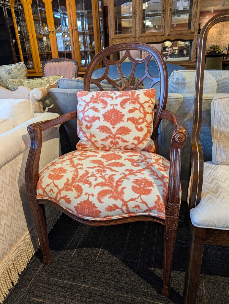 Formal Pierced Back Arm Chair by Wood Mark