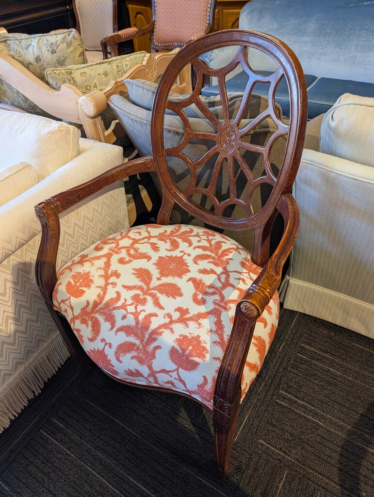 Formal Pierced Back Arm Chair by Wood Mark
