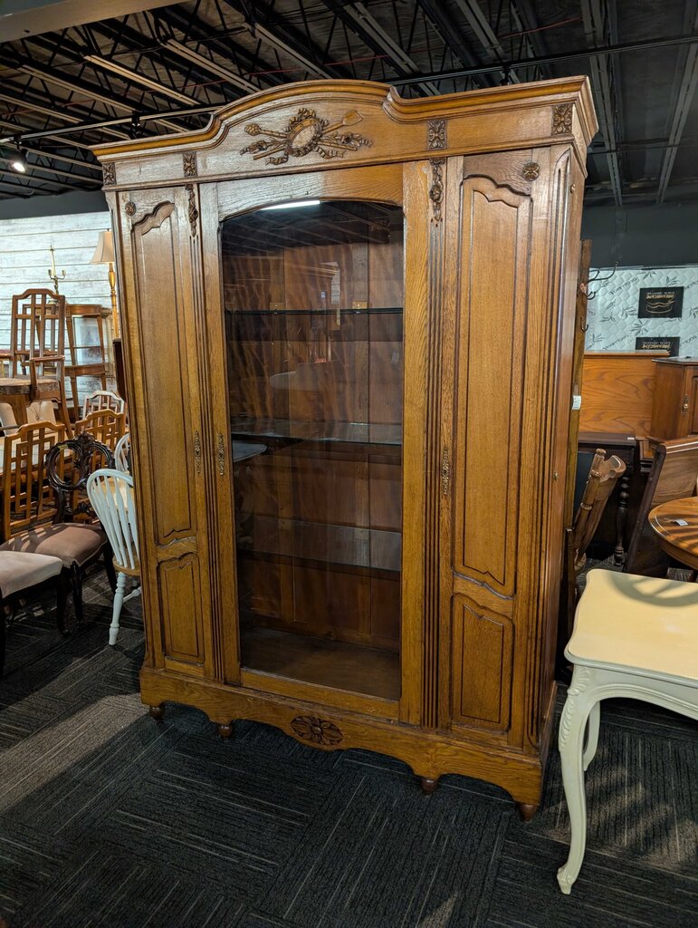 Large Antique Oak Display Cabinet