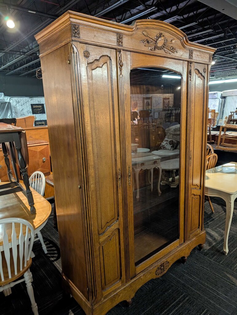 Large Antique Oak Display Cabinet