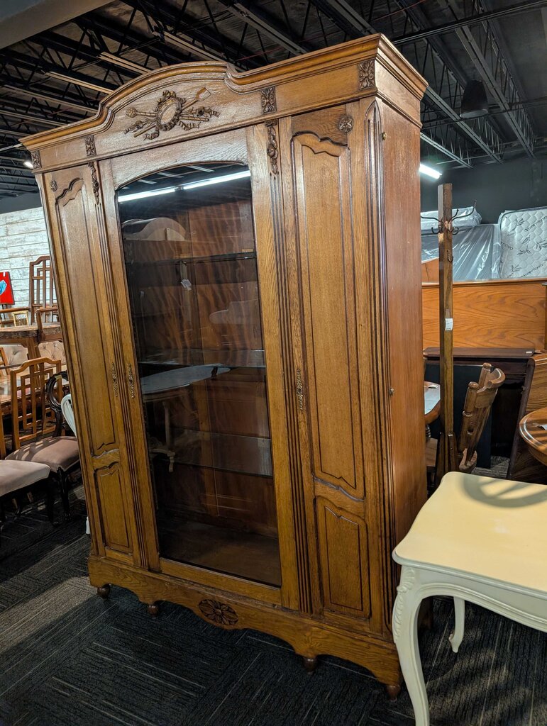 Large Antique Oak Display Cabinet