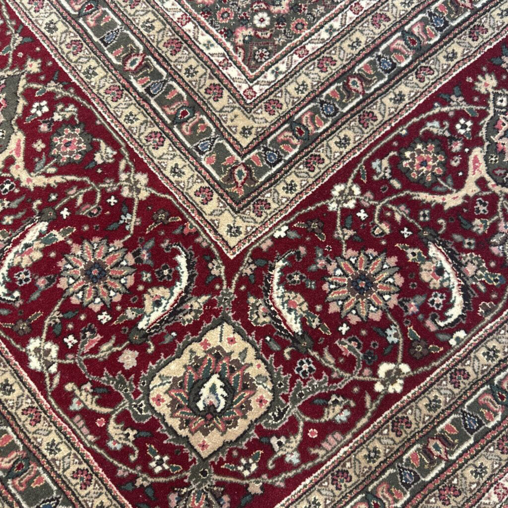 Vintage Persian-Style Tabriz Area Rug in Burgundy and Cream (14' 2" Long x 9' 6" Wide)