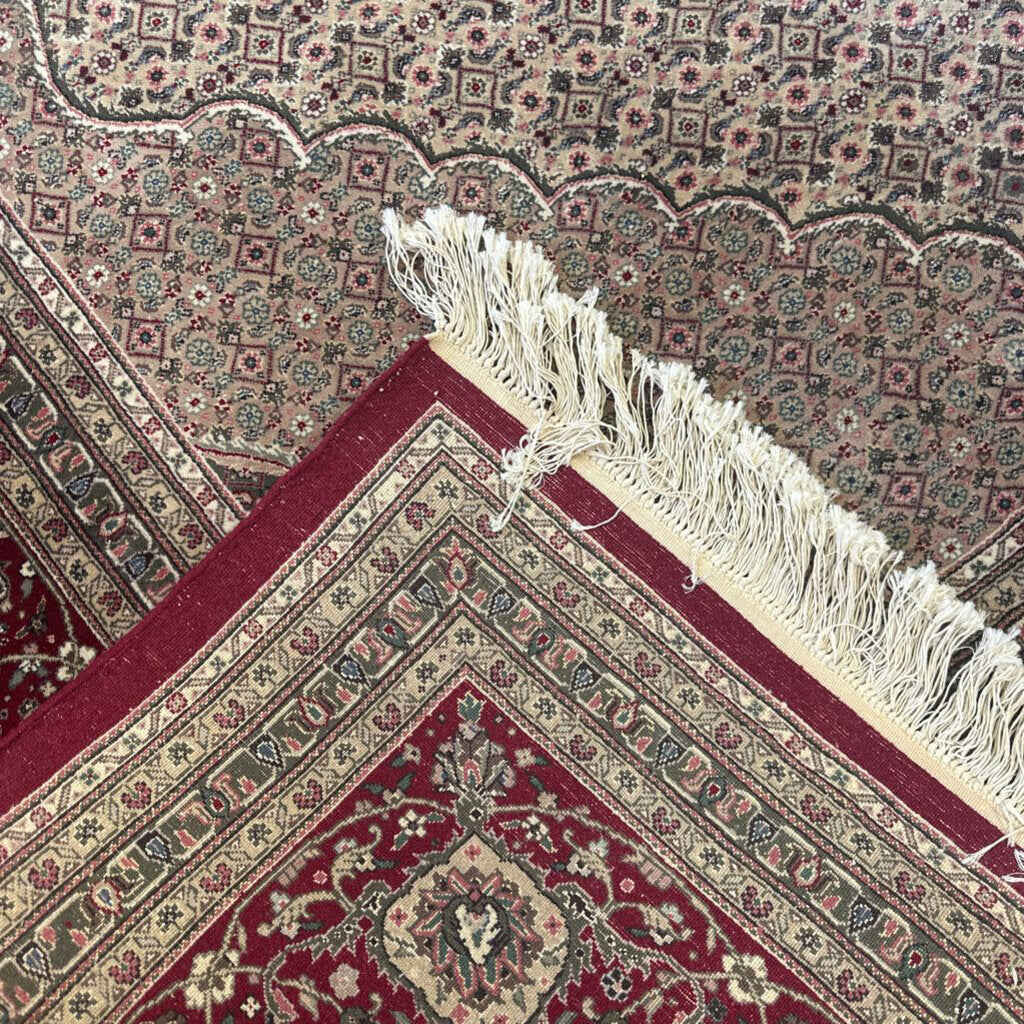 Vintage Persian-Style Tabriz Area Rug in Burgundy and Cream (14' 2" Long x 9' 6" Wide)