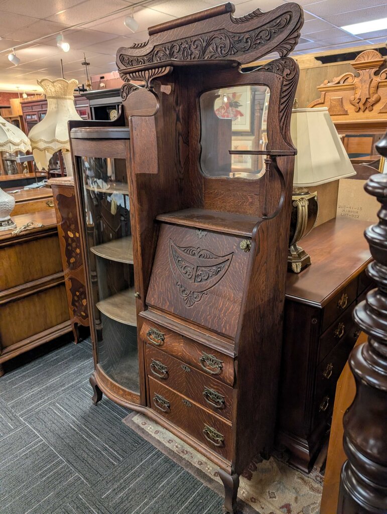 Antique Oak Side By Side Cabinet