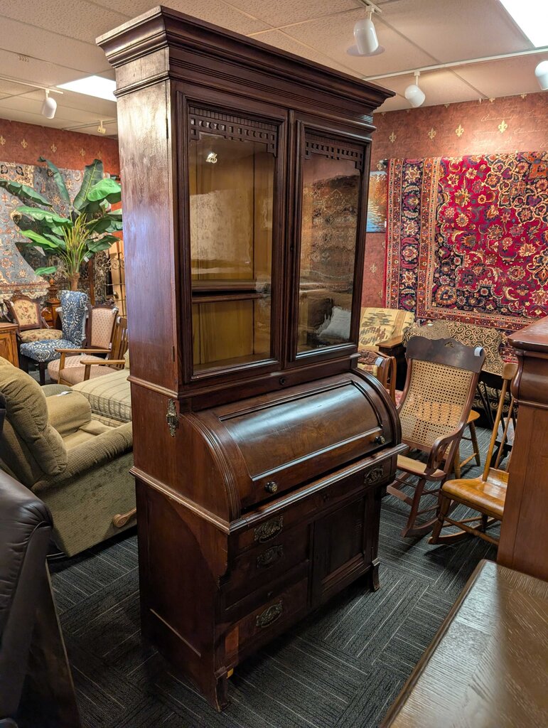 Antique Walnut Cylinder Rolltop Desk