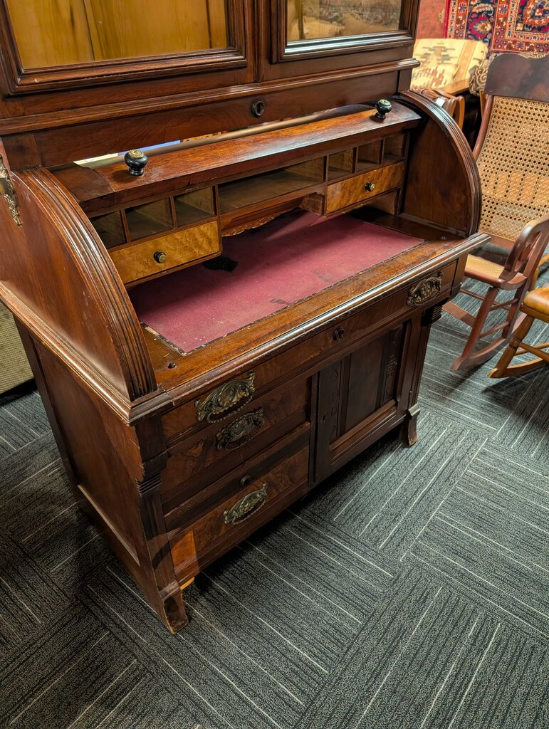 Antique Walnut Cylinder Rolltop Desk
