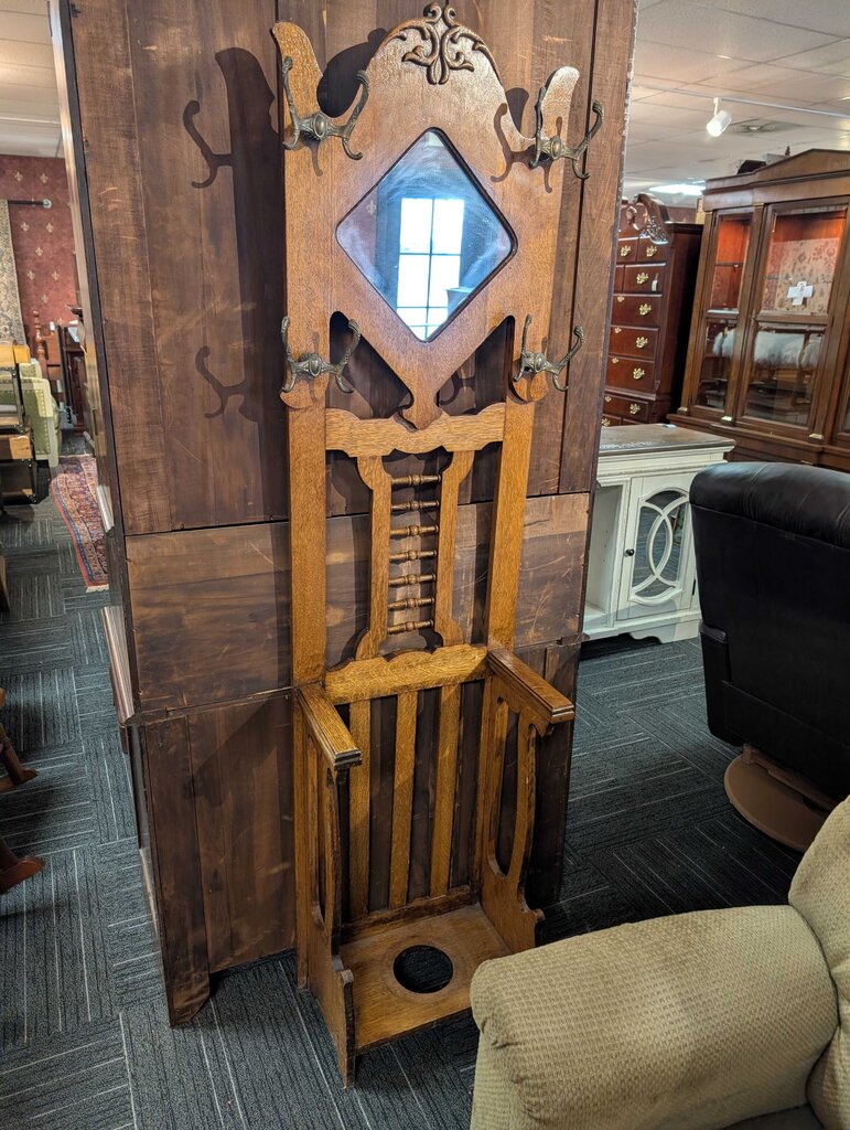 Antique Oak Hall Tree