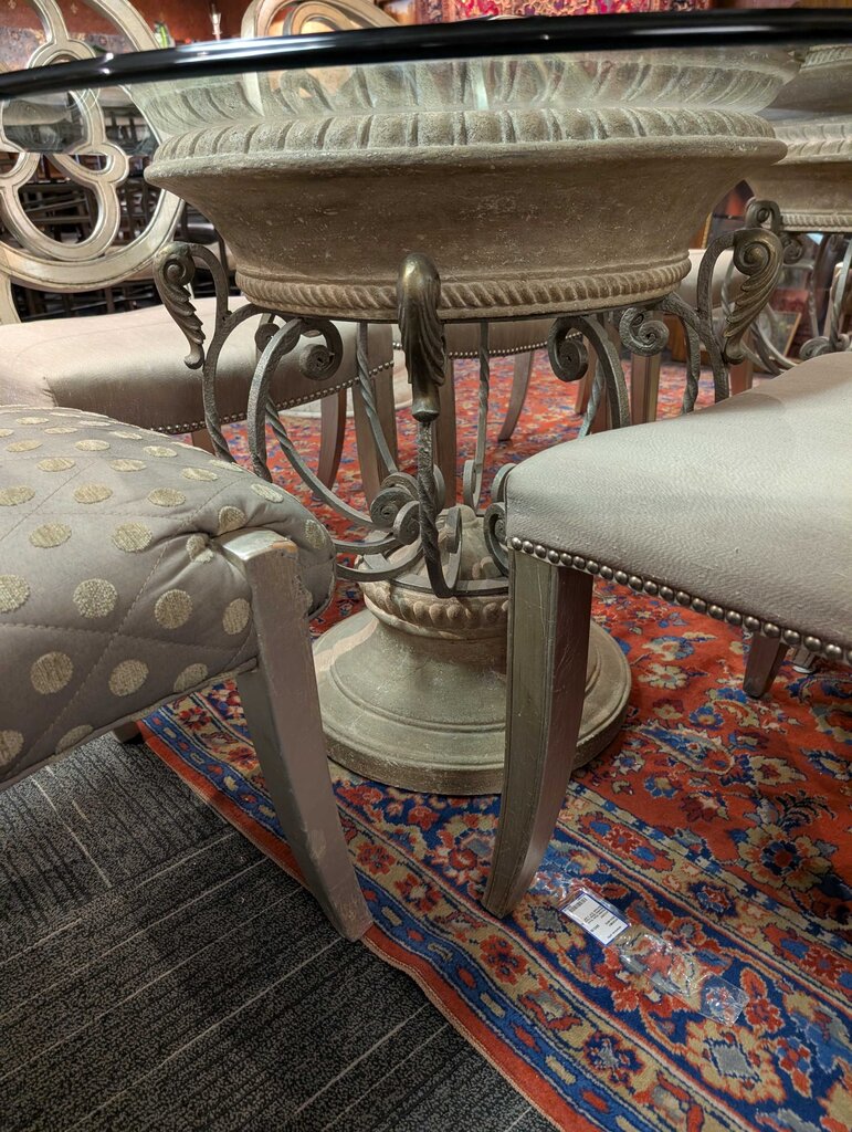 Glass Top Table With Eight Chairs