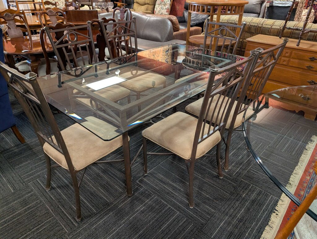 Glass Top Table With Six Chairs