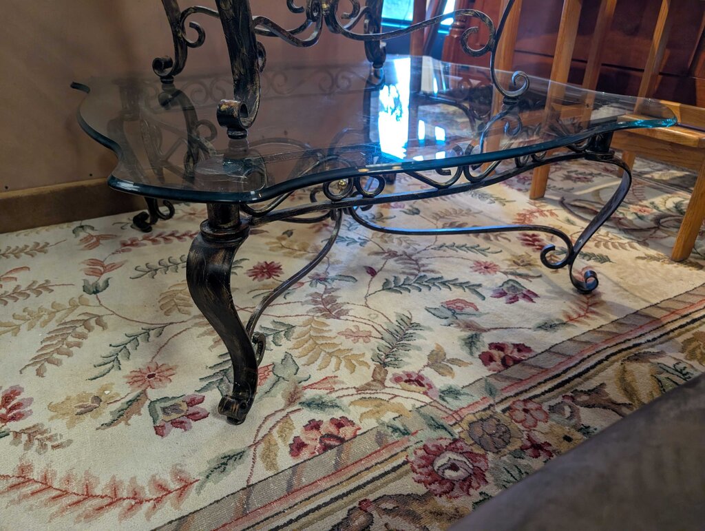 Ornate Glass Top Coffee Table