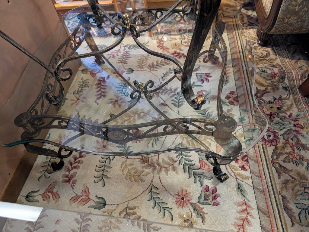 Ornate Glass Top Coffee Table