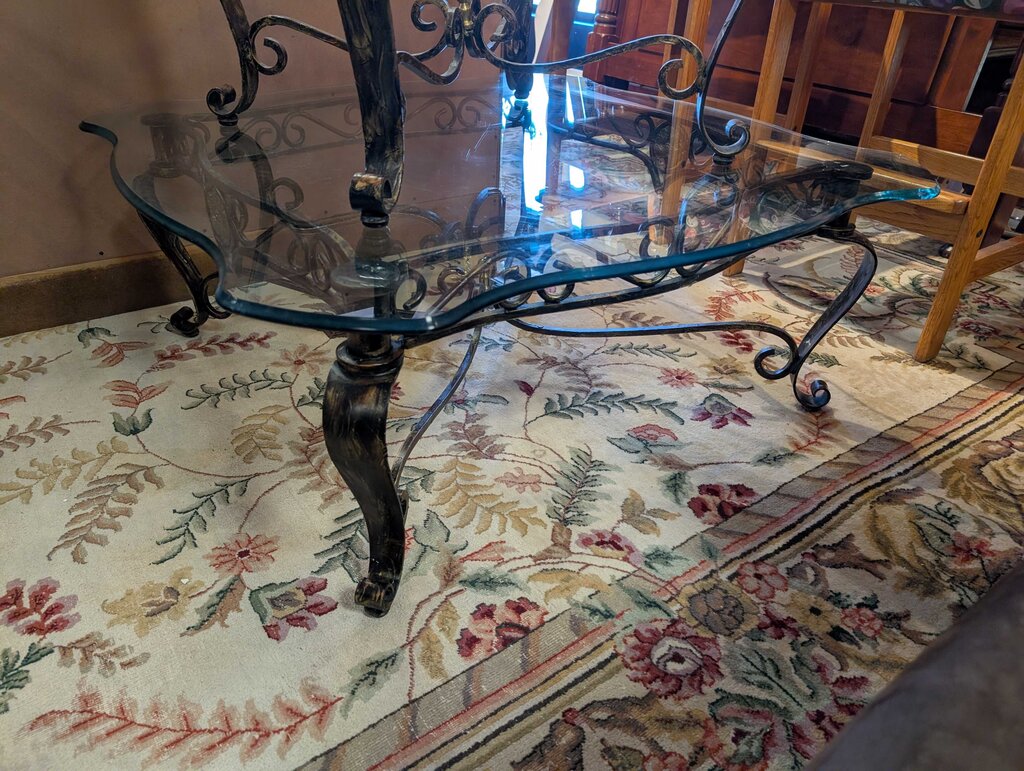 Ornate Glass Top Coffee Table