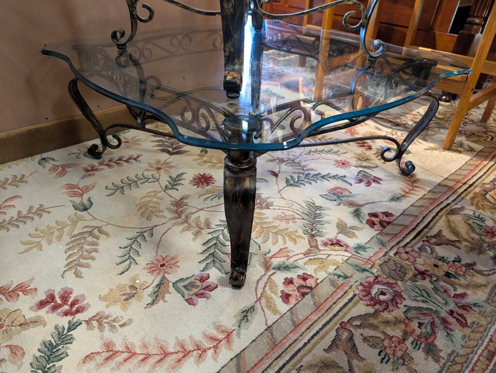 Ornate Glass Top Coffee Table