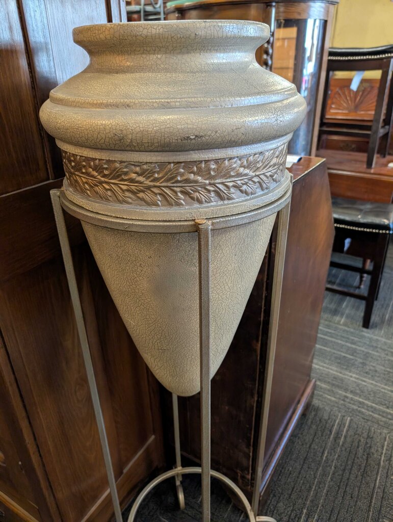 Ceramic Urn With Metal Base