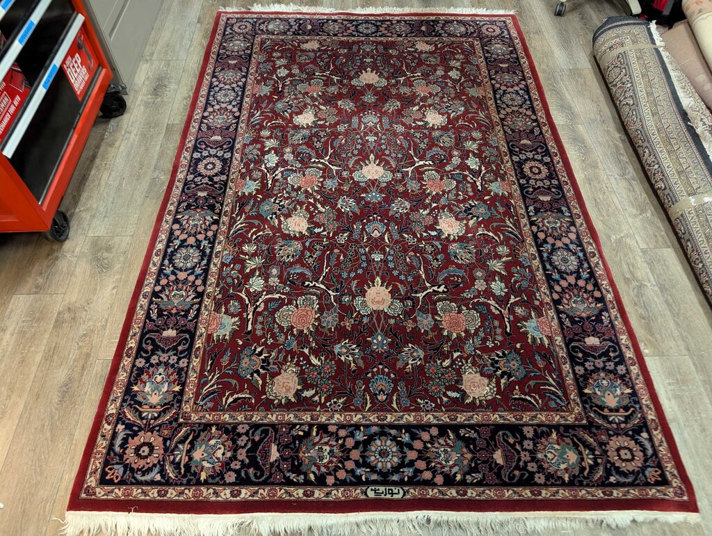 Hand Woven Signed Wool Area Rug 5'10''x9'3''